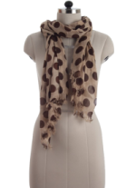 Elsa Cream with Brown Polka Dots Fashion Scarf